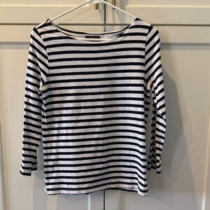 100% cotton J. Crew Navy and White Striped Long Sleeve Tee